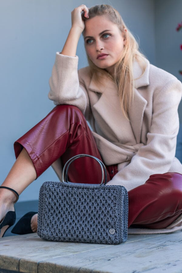 Melina Grey Crochet Tote Bag Miss Polyplexi