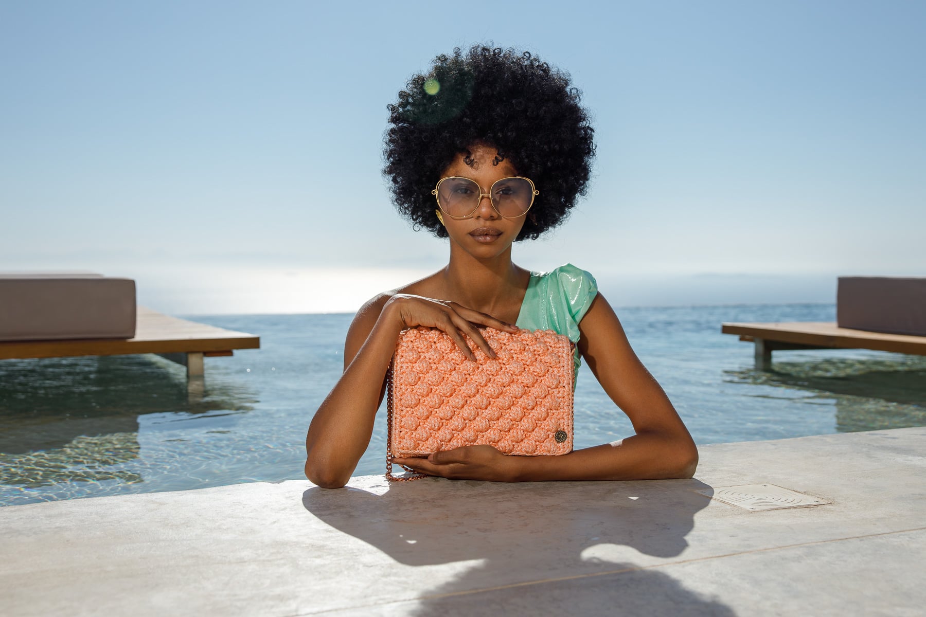 Ossian Salmon Pink Crochet Shoulder Bag - Miss Polyplexi