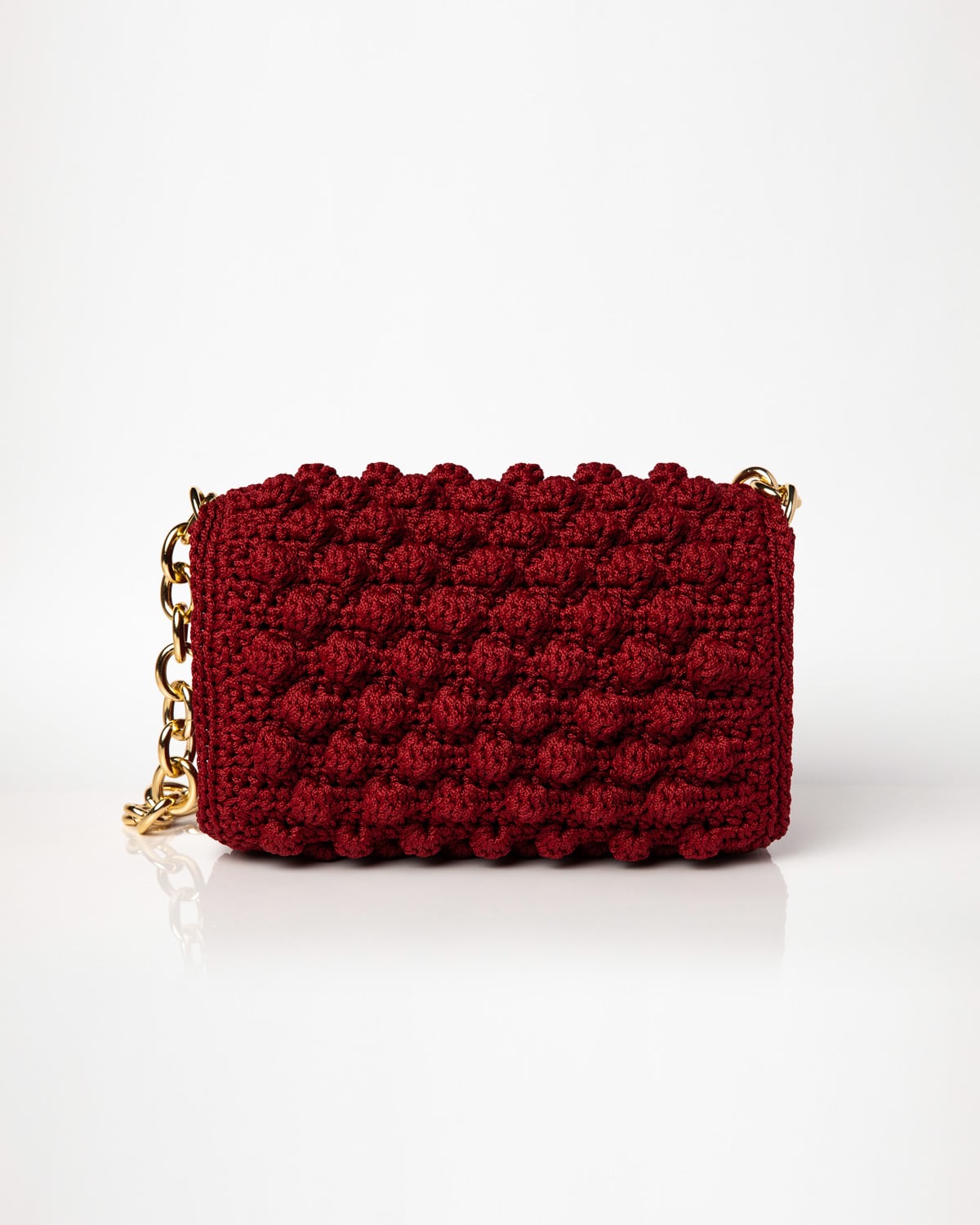Ossian Burgundy Crochet Shoulder Bag - Miss Polyplexi