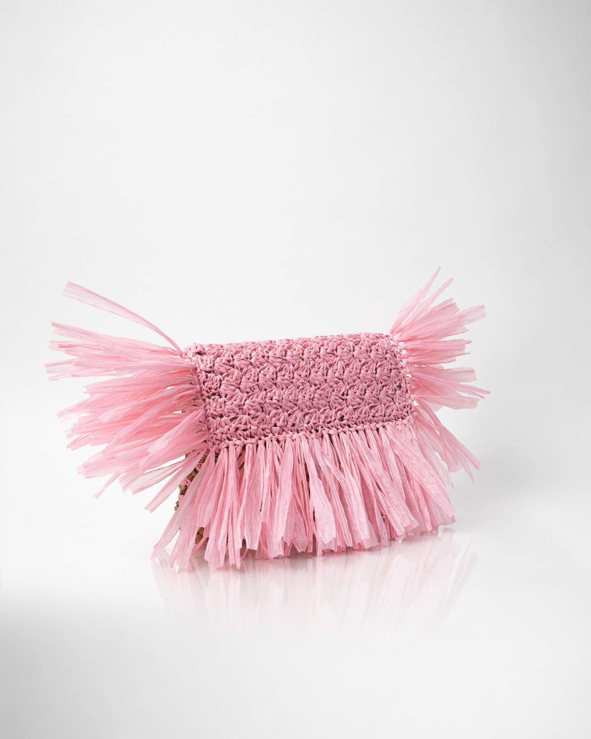 Miss Polyplexi Florence Raffia Pink Caramel Clutch Bag