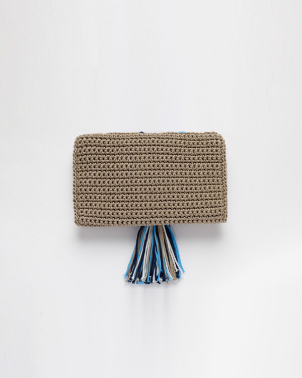 Miss Polyplexi Mini Evil Eye Beige Crochet Clutch Bag