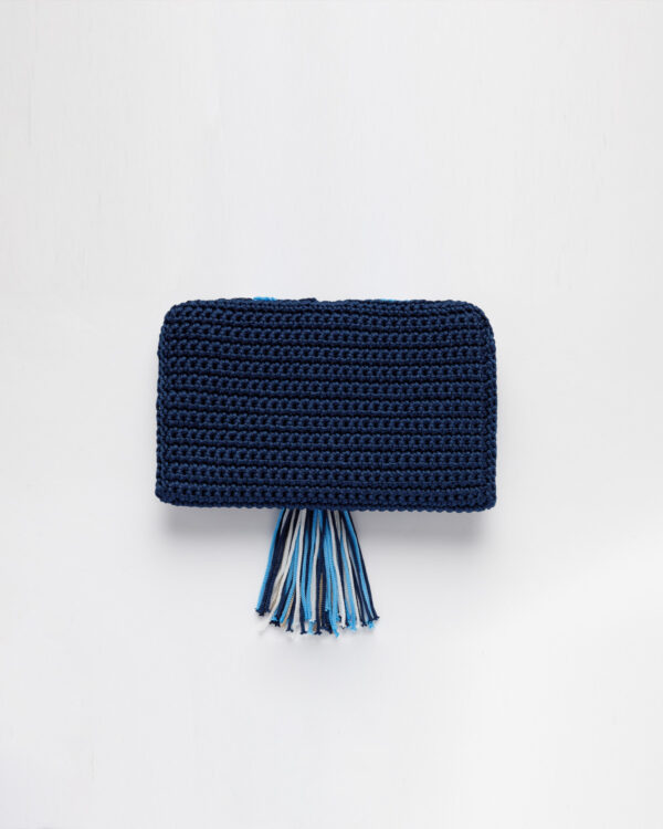 Miss Polyplexi Mini Evil Eye Blue Crochet Clutch Bag