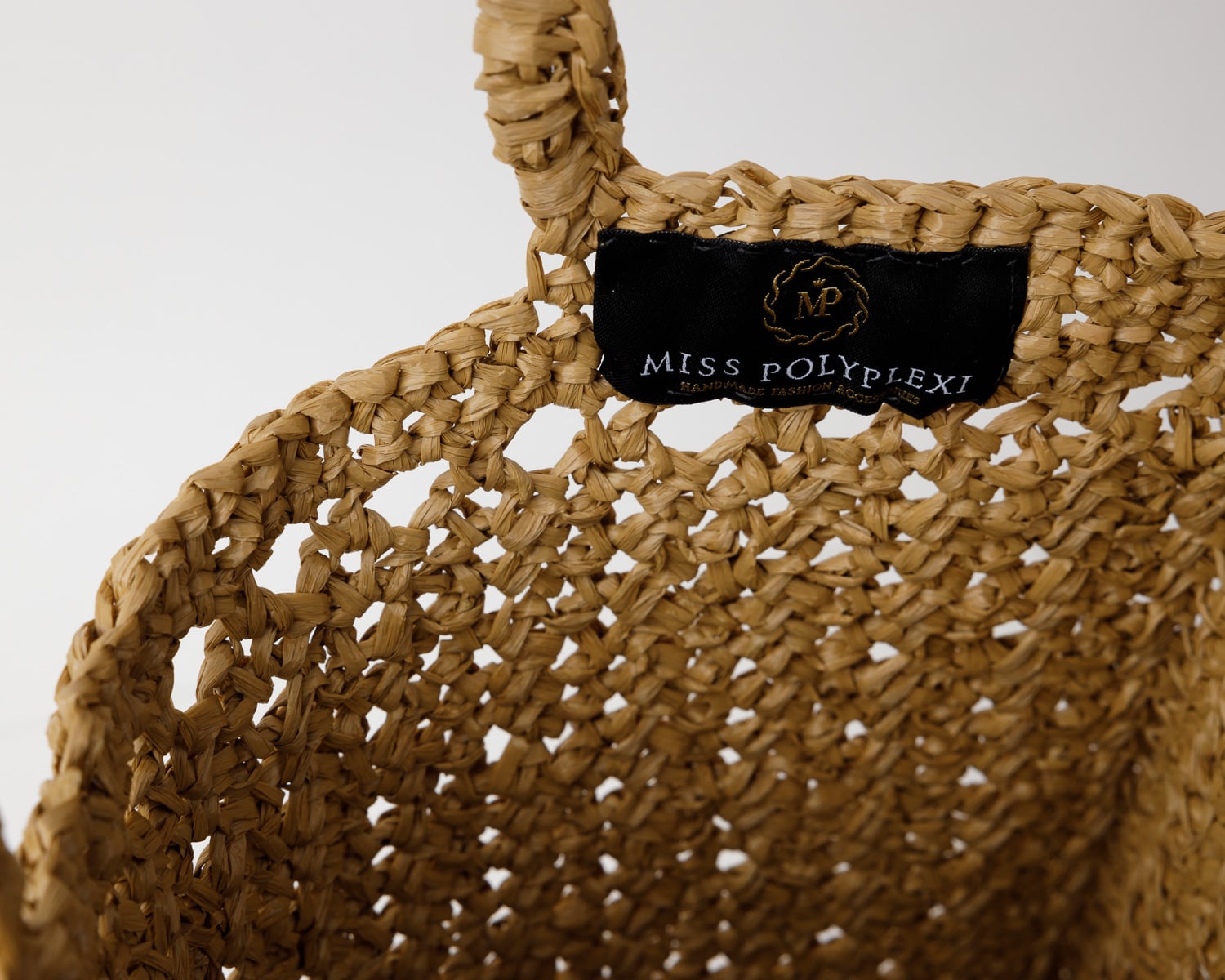 Miss Polyplexi Perugia Raffia Caramel Crochet Tote Bag