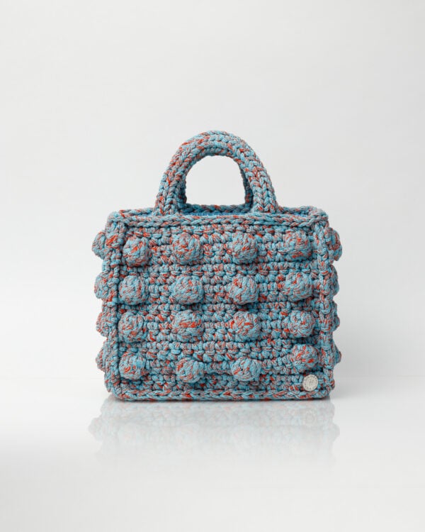 Miss Polyplexi Sorrento Orange Blue Crochet Tote Bag