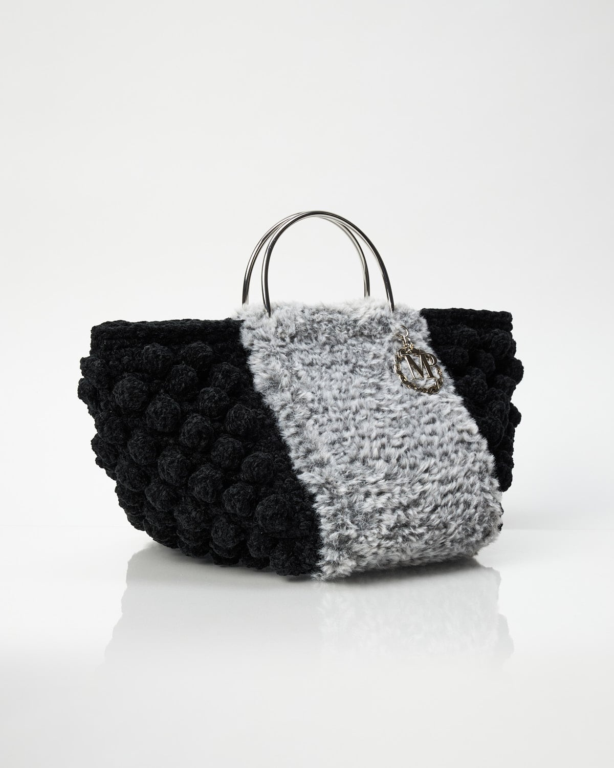 Dolomites Grey Black Crochet Tote Bag - Miss Polyplexi