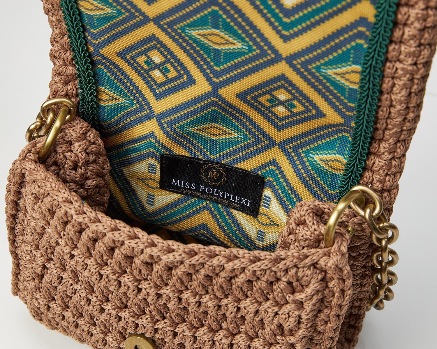 Micro Ossian Mocha Crochet Crossbody Bag - Miss Polyplexi