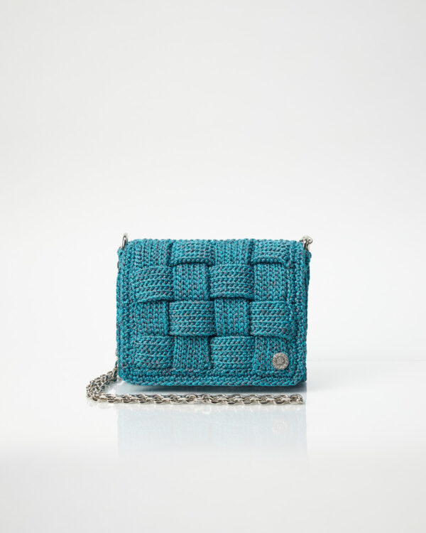 Miss Polyplexi Micro Pandora Sparkling Turquoise Crochet Crossbody Bag