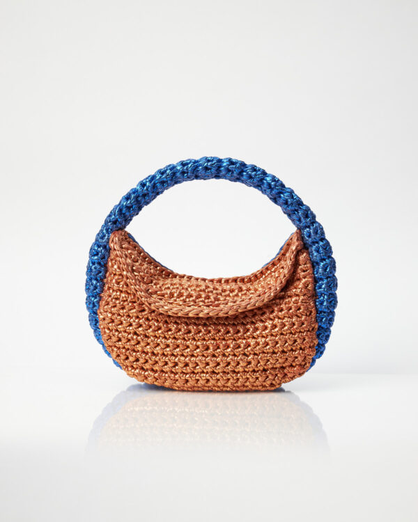 Miss Polyplexi Normandy Metallic Copper Blue Crochet Hobo Bag