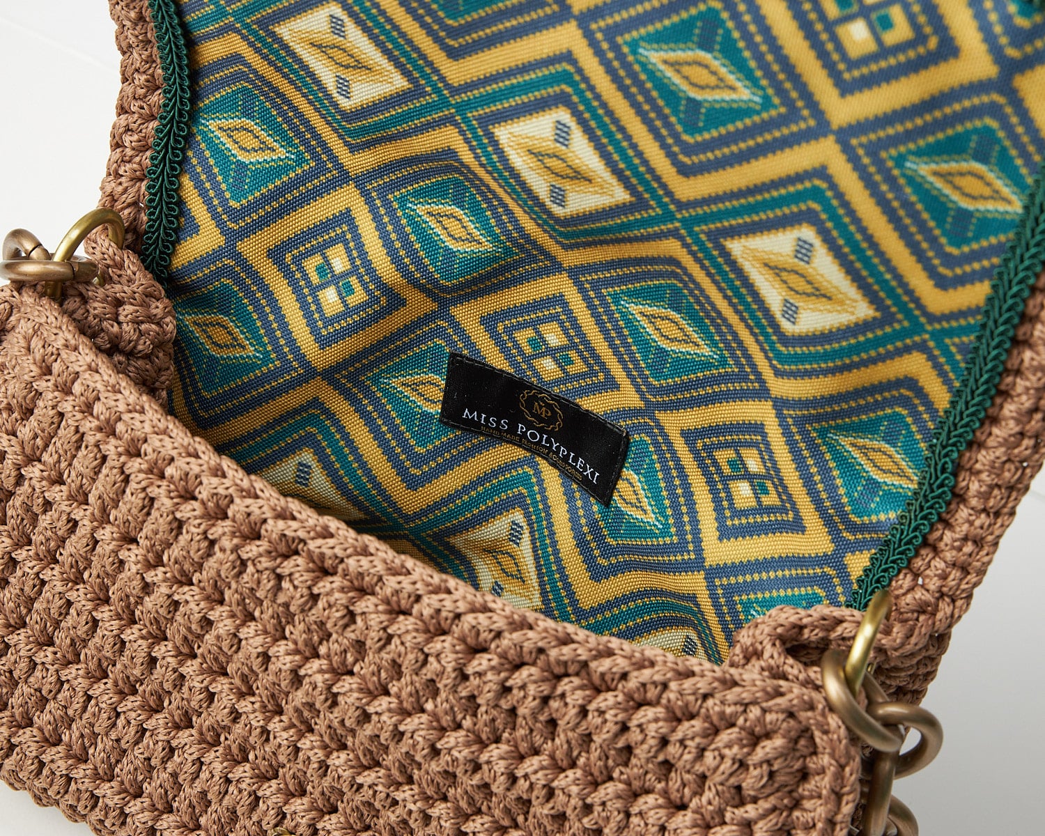 Ossian Mocha Crochet Shoulder Bag - Miss Polyplexi