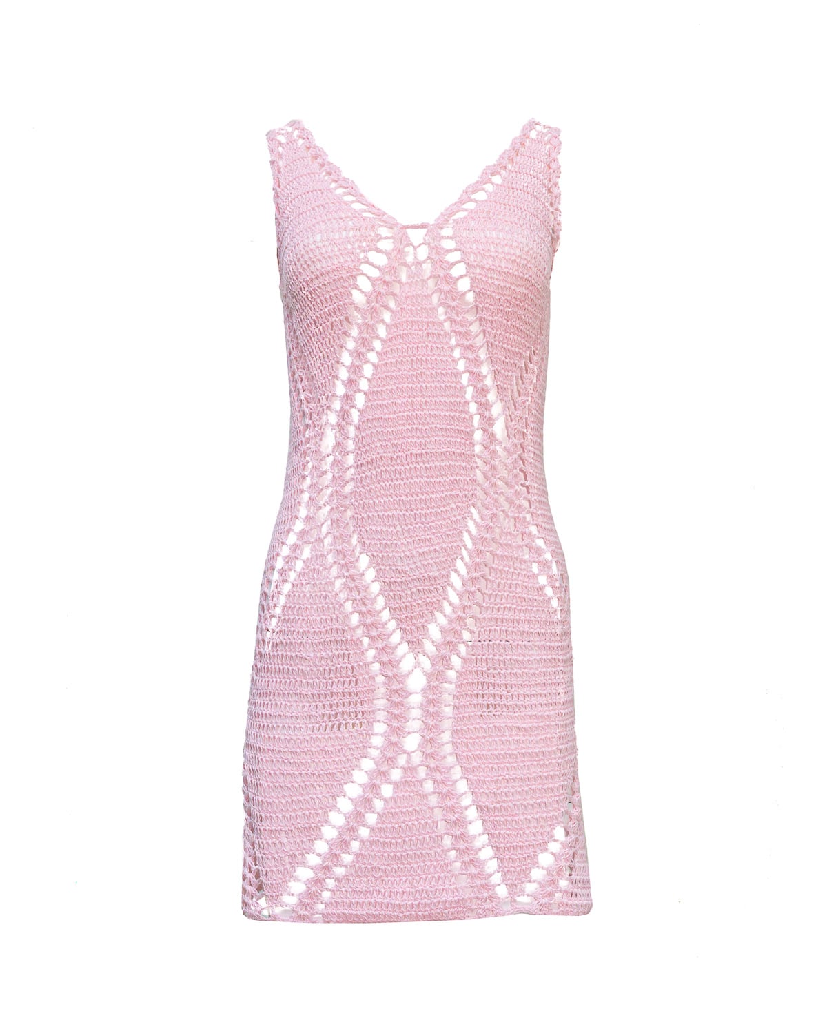 strapless open back dress Pink Crochet Lace Frill Detail Cami Mini Dress main image 1