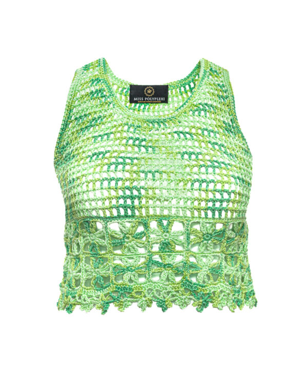Miss Polyplexi Sifnos Lime Green Crochet Crop Top
