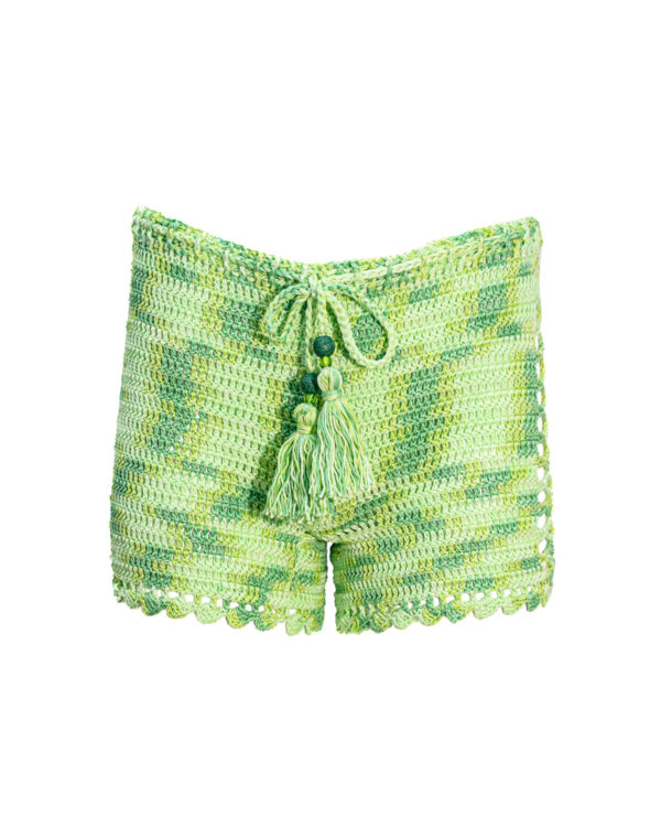 Miss Polyplexi Sifnos Lime Green Crochet Shorts