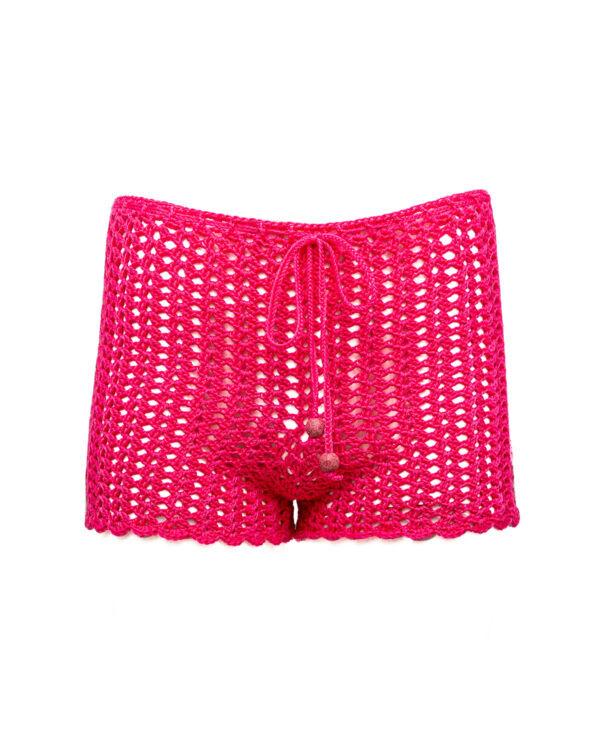 Miss Polyplexi Sikinos Fuchsia Crochet Shorts