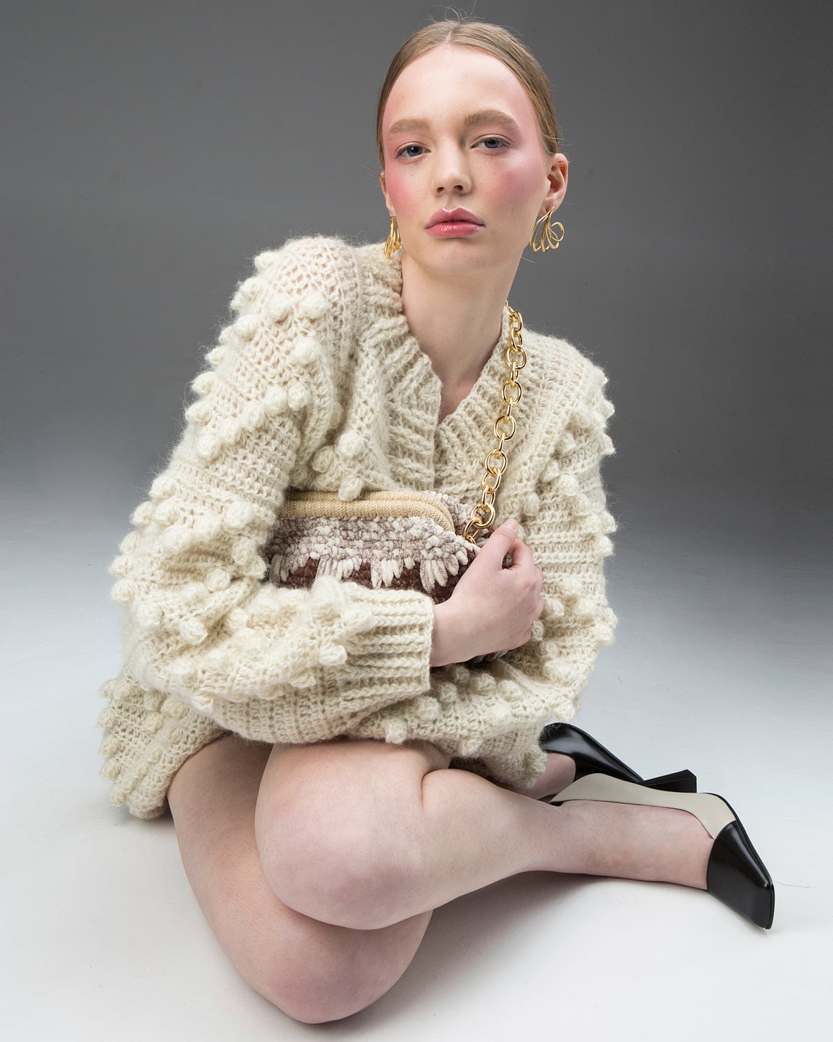 Celine Ecru Hand Knitted Cardigan - Miss Polyplexi