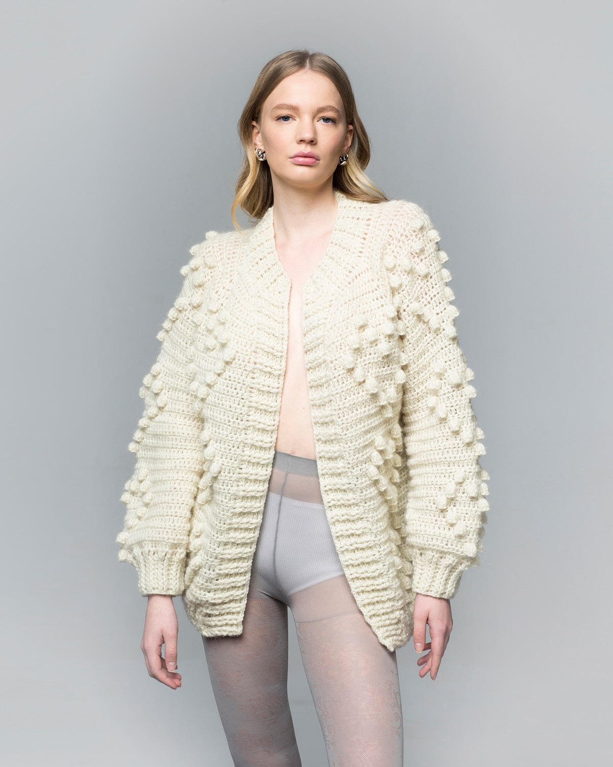 Celine Ecru Hand Knitted Cardigan - Miss Polyplexi