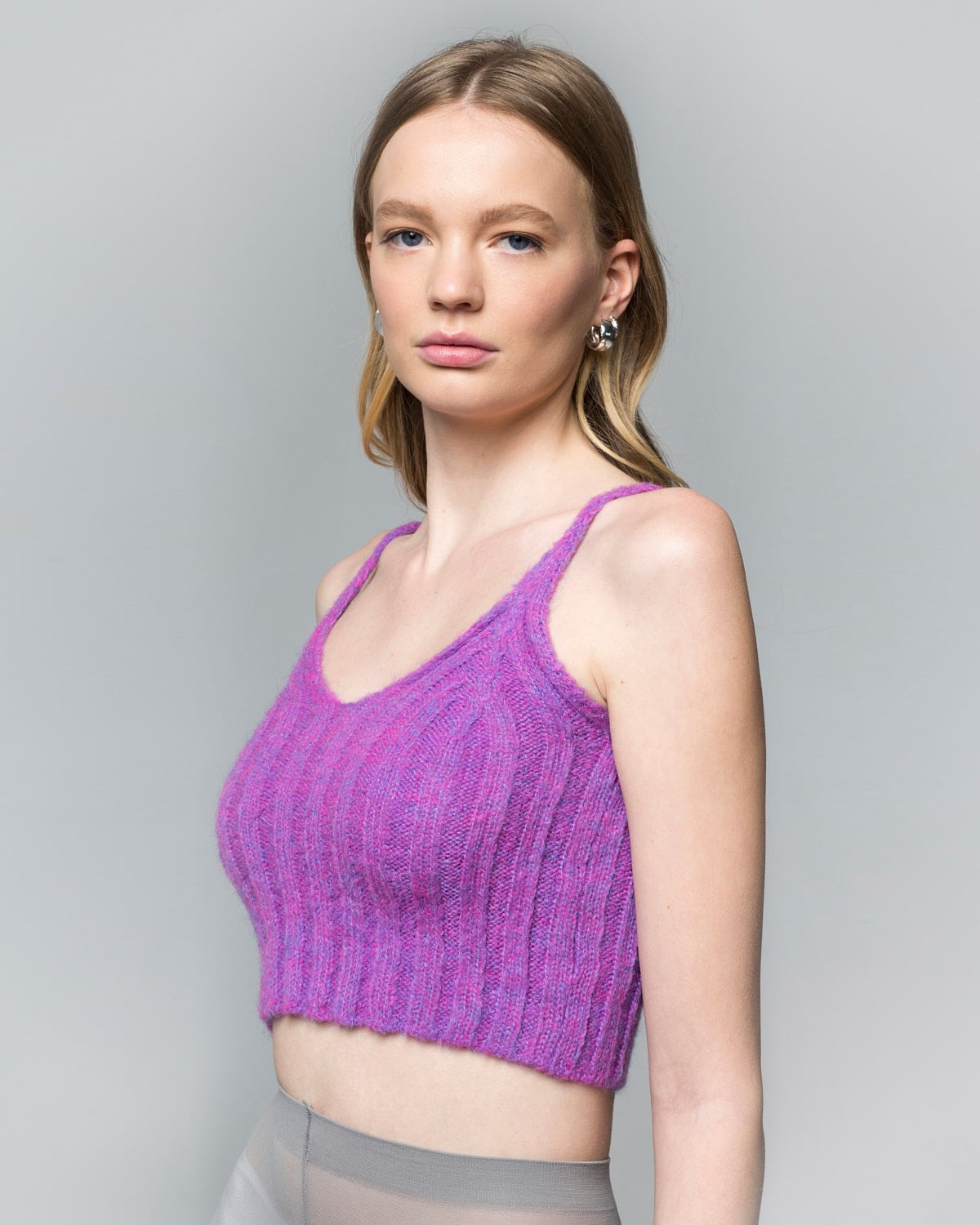 Corine Violet Knitted Crop Top - Miss Polyplexi