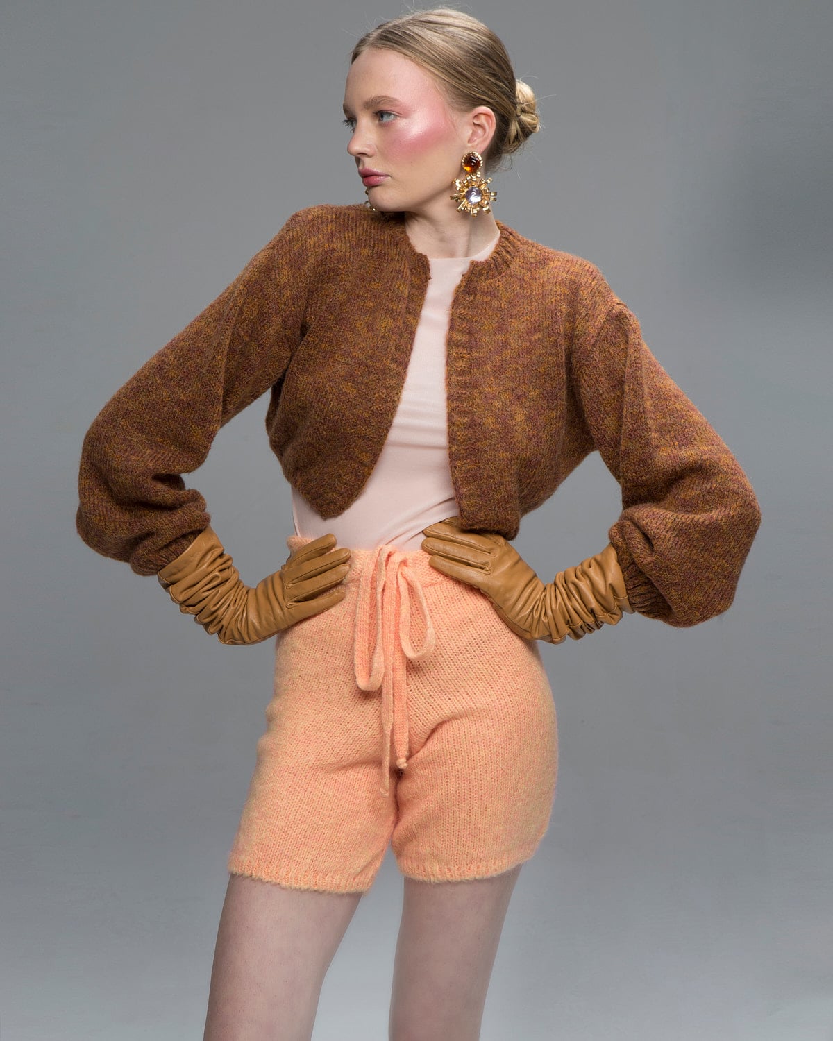 Miss Polyplexi Camelia Brown Knitted Cardigan