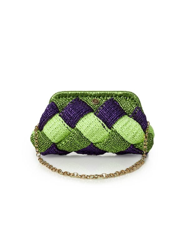 Miss Plyplexi Pisa Metallic Yellow Green Crochet Shoulder Bag