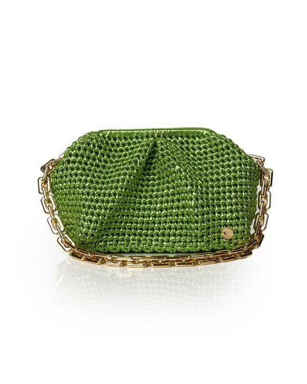 Miss Polyplexi Basilica Metallic Green Crochet Shoulder Bag