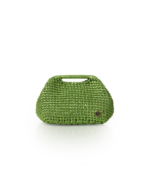 Miss Polyplexi Cartagena Metallic Green Crochet Clutch
