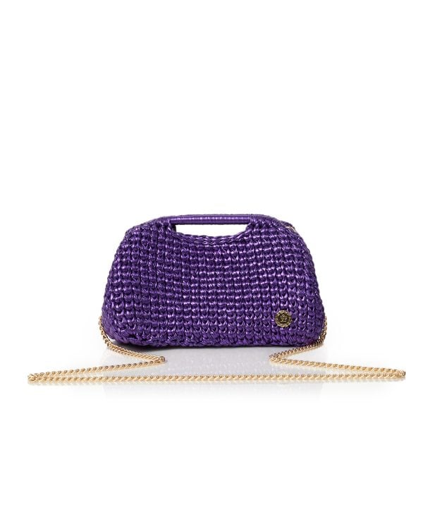 Miss Polyplexi Cartagena Metallic Purple Crochet Crossbody Bag