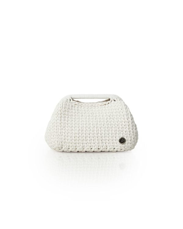 Miss Polyplexi Cartagena Metallic White Crochet Clutch