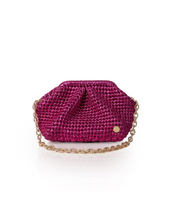 Miss Polyplexi Micro Basilica Metallic Fuchsia Crochet Shoulder Bag