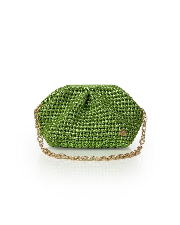 Miss Polyplexi Micro Basilica Metallic Green Crochet Shoulder Bag