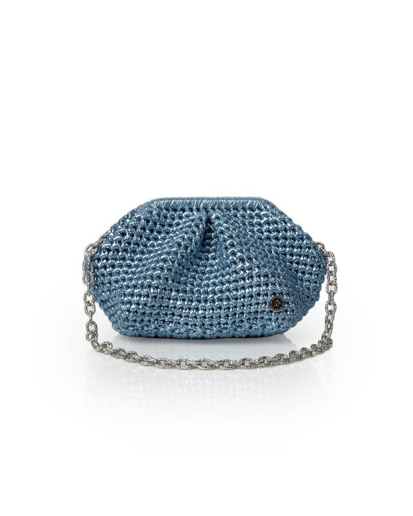 Miss Polyplexi Micro Basilica Metallic Raf Blue Crochet Shoulder Bag