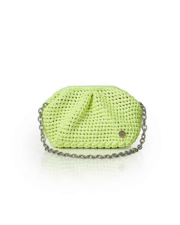 Miss Polyplexi Micro Basilica Metallic Yellow Crochet Shoulder Bag