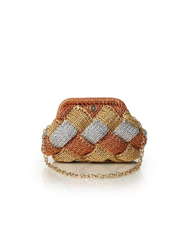 Miss Polyplexi Micro Pisa Metallic Multicolour Gold Crochet Shoulder Bag