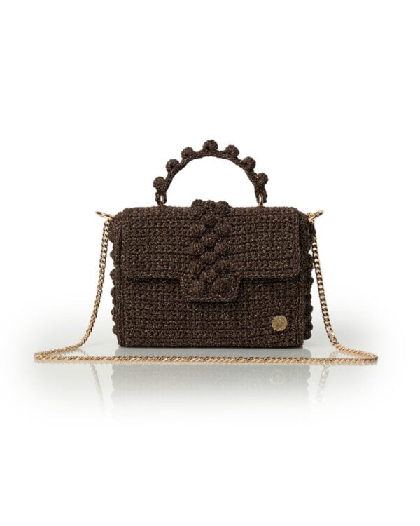 Miss Polyplexi Mini Annabelle Brown Crochet Shoulder Crossbody Bag