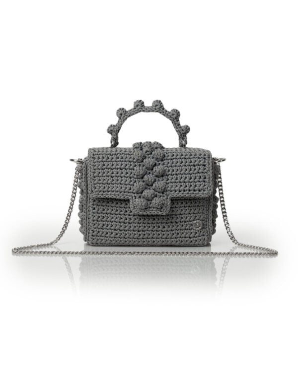 Miss Polyplexi Mini Annabelle Grey Crochet Shoulder Crossbody Bag