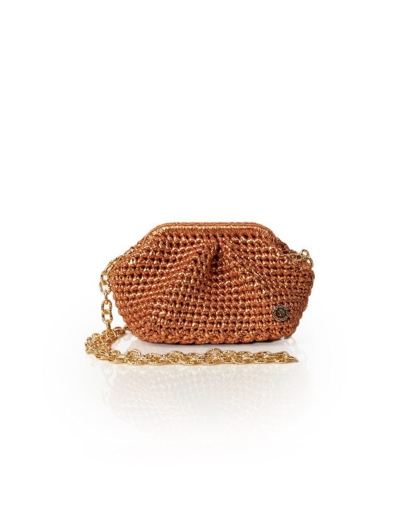 Miss Polyplexi Mini Basilica Metallic Copper Crochet Crossbody Bag