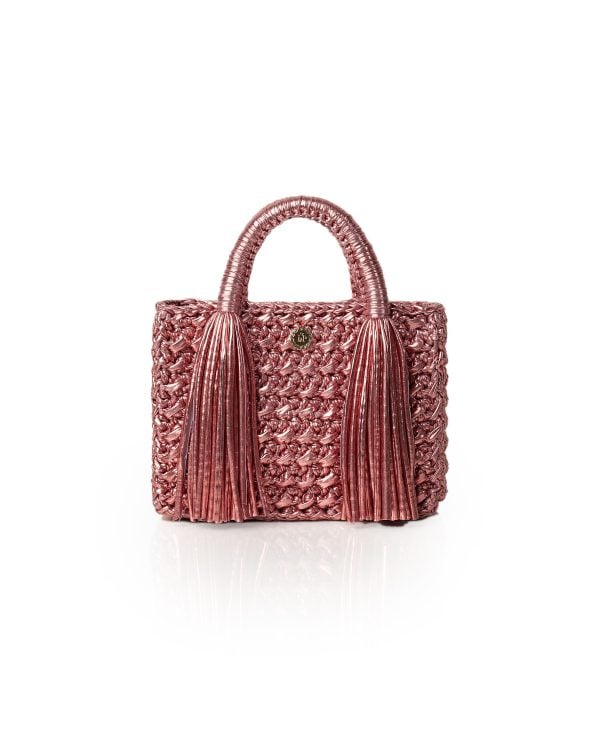 Miss Polyplexi Ostria Metallic Pink Crochet Tote Bag