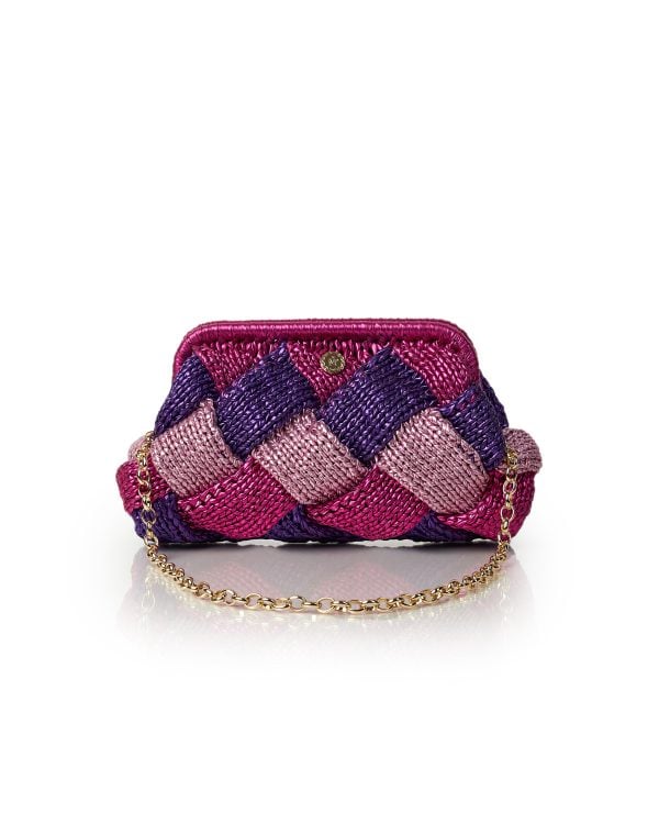 Miss Polyplexi Pisa Metallic Multicolor Fuchsia Crochet Shoulder Bag