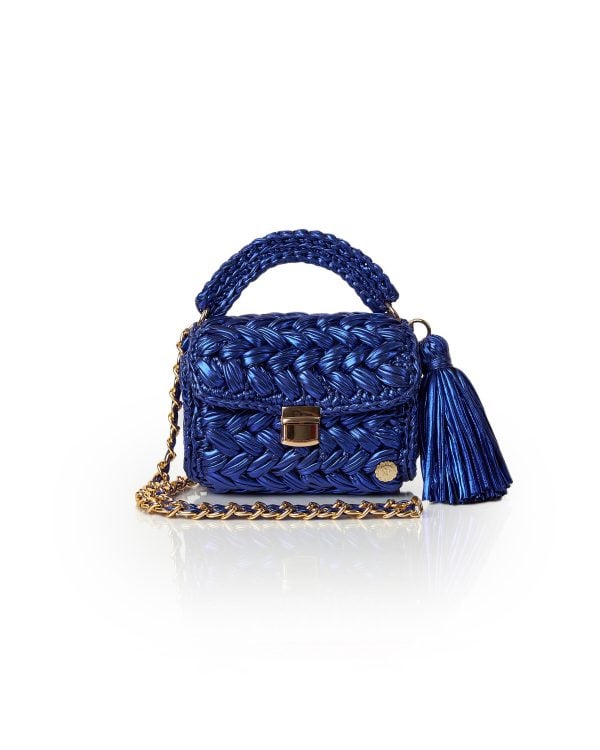 Miss Polyplexi Seville Metallic Blue Crochet Crossbody Bag