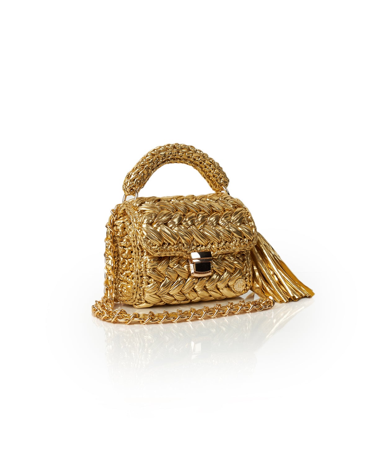 Seville Metallic Gold Crochet Crossbody Bag - Miss Polyplexi