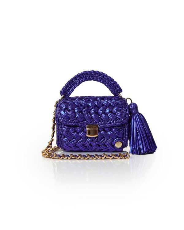 Miss Polyplexi Seville Metallic Purple Crochet Crossbody Bag
