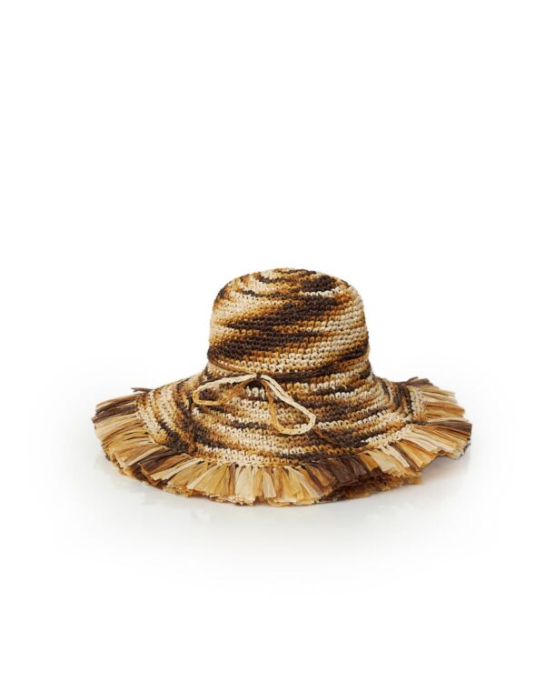 Miss Polyplexi Granada Raffia Brown Beige Crochet Hat