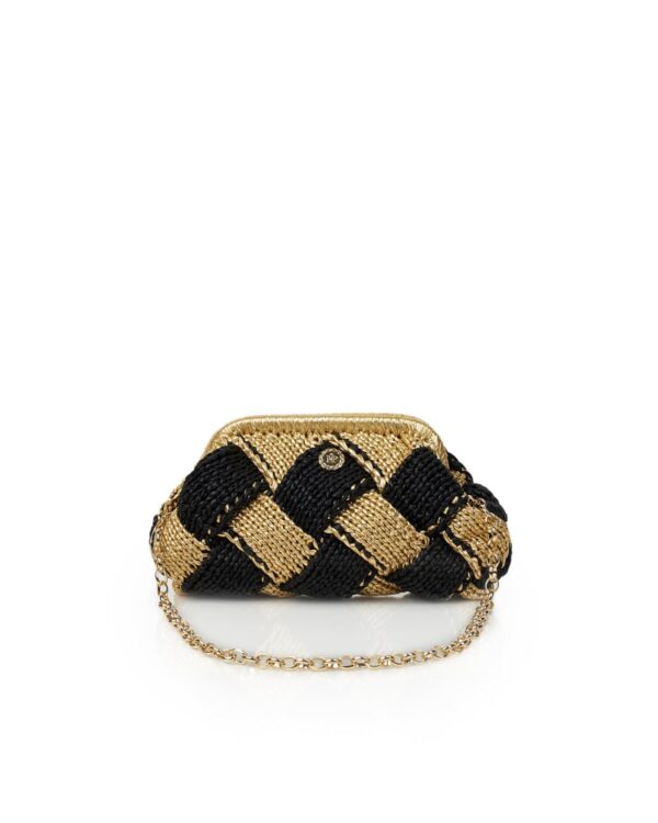 Miss Polyplexi Micro Pisa Metallic Gold Black Crochet Shoulder Bag
