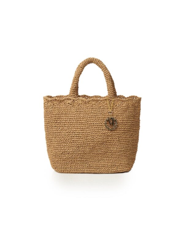 Miss Polyplexi Catania Straw Camel Crochet Tote Bag