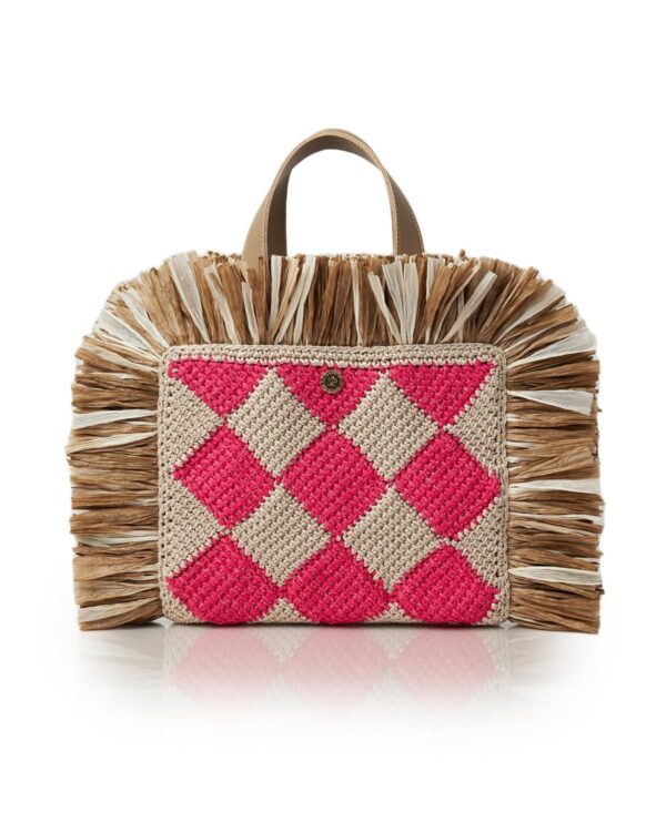 Miss Polyplexi Modena Pink Beige Crochet Tote Bag