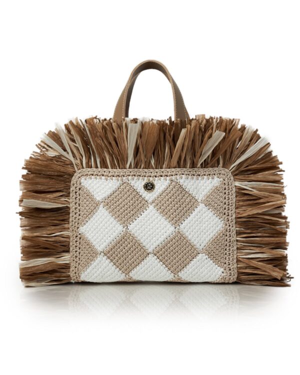 Miss Polyplexi Modena White Beige Crochet Tote Bag
