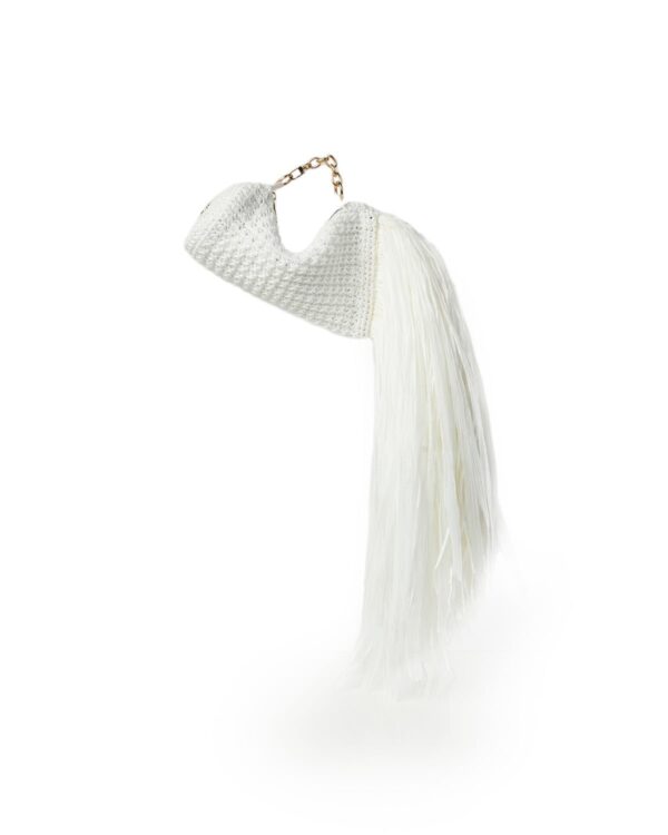 Miss Polyplexi Palma Raffia White Crochet Clutch
