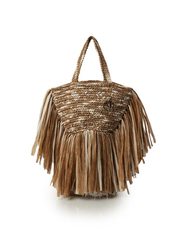 Miss Polyplexi Verona Raffia Multicolour Brown Crochet Tote Bag