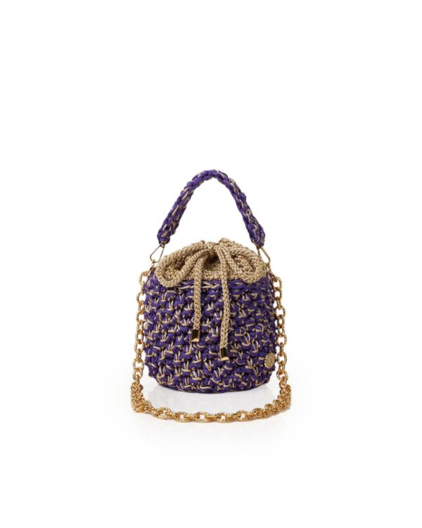 Miss Polyplexi Florida Purple Gold Crochet Bucket Bag