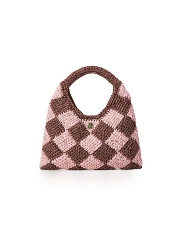 Miss Polyplexi Maryland Brown Pink Crochet Tote Bag