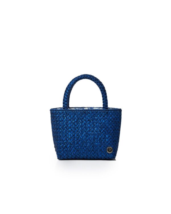 Miss Polyplexi Micro Louisiana Metallic Blue Crochet Tote Bag
