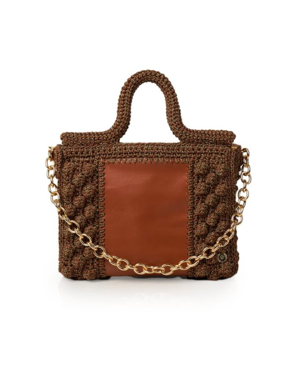 Miss Polyplexi Ophelia Brown Green Crochet Tote Bag